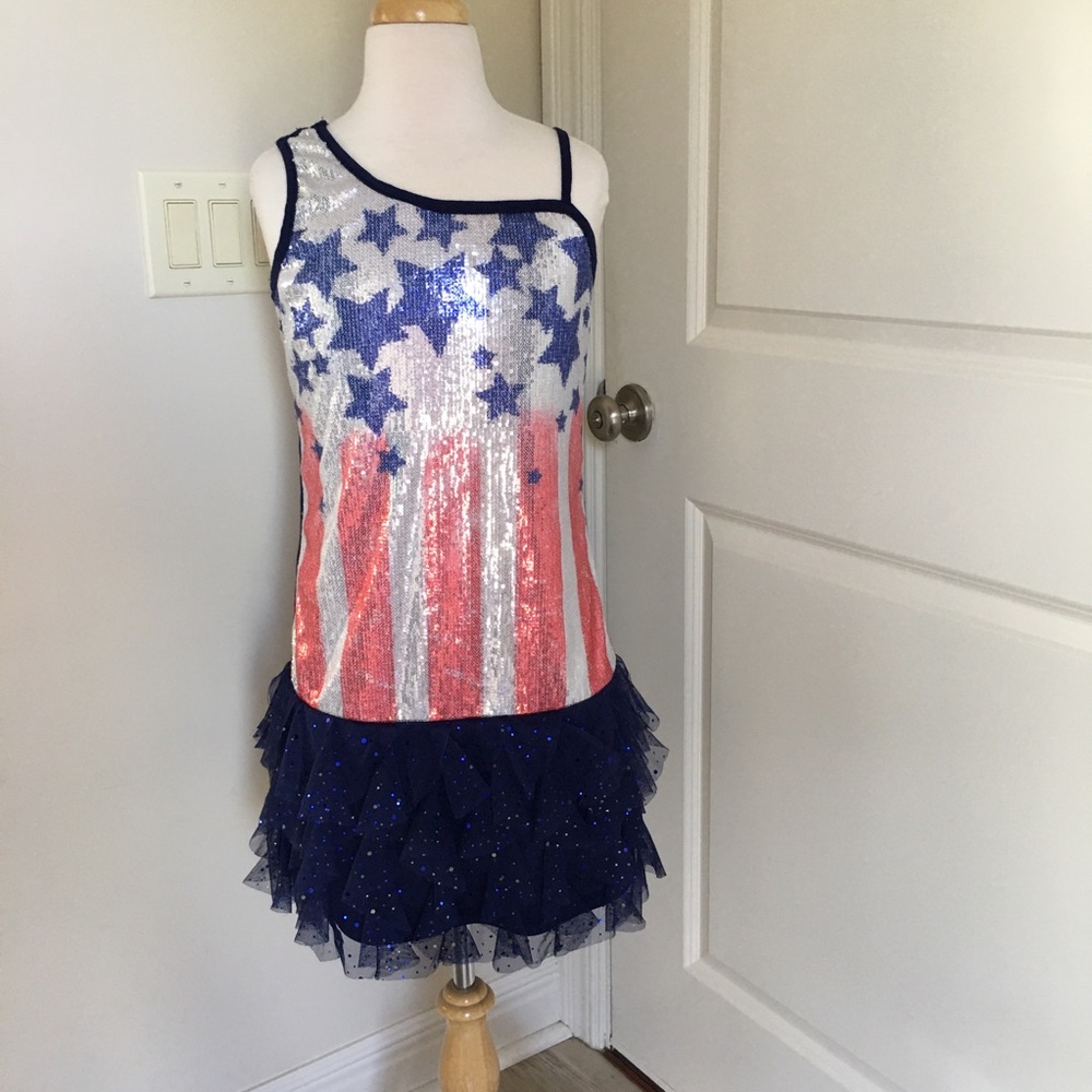 Justice Stars & Stripes Sequined Dress. Girls 14🌹